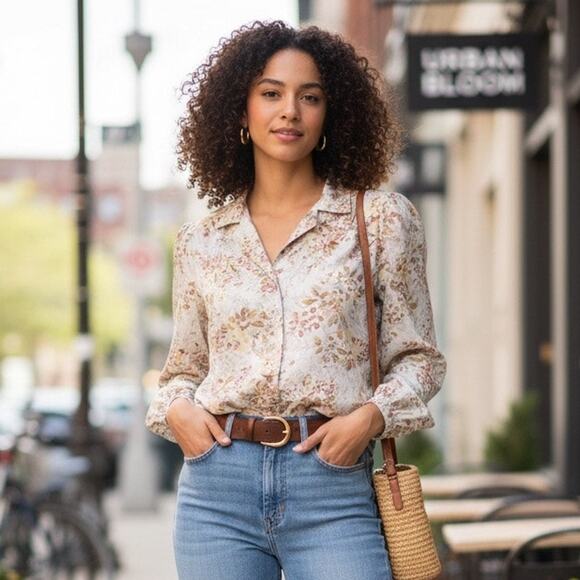 other Tops - Vintage 70's Lightweight Cottage Floral Blouse in Soft Colors